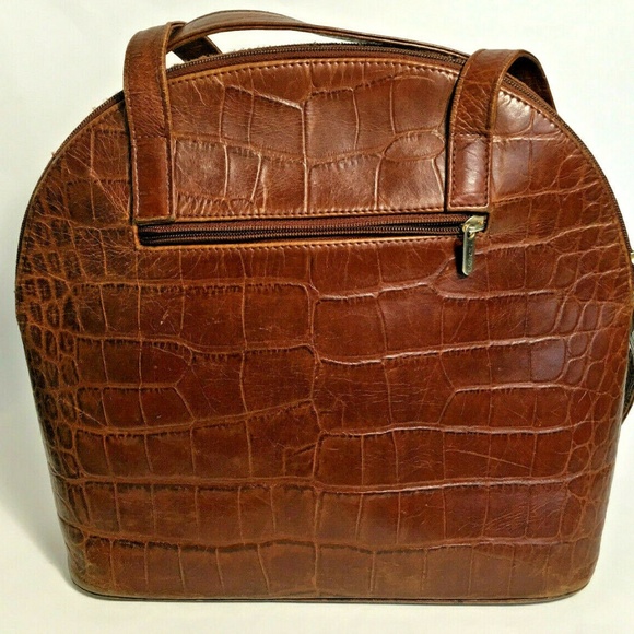 DANIER Tote Bag Crossbody Brown Texture Lizard - Picture 3 of 7
